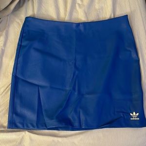 Adidas Originals Faux Leather Retro Blue Skirt